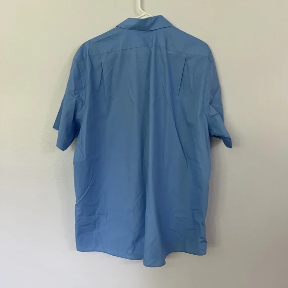 Van Heusen Shirt 18 Light Blue Poplin Regular Fit Casual Wrinkle Free Classic - Picture 3 of 3